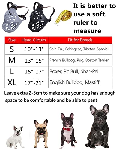 JYHY Soft Silicone Muzzle for Flat-Faced Dogs – Grey, Medium (13-15 Inch)