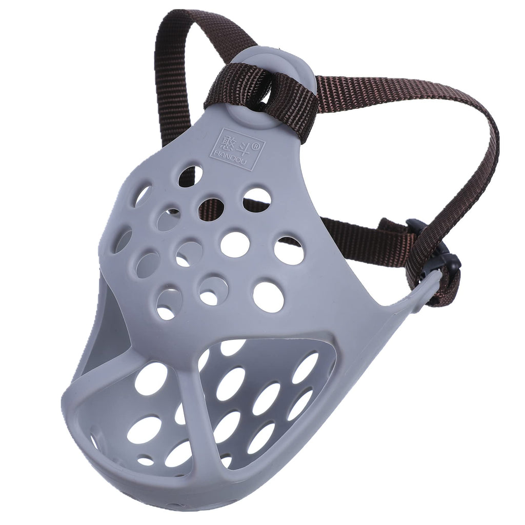 JYHY Soft Silicone Muzzle for Flat-Faced Dogs – Grey, Medium (13-15 Inch)