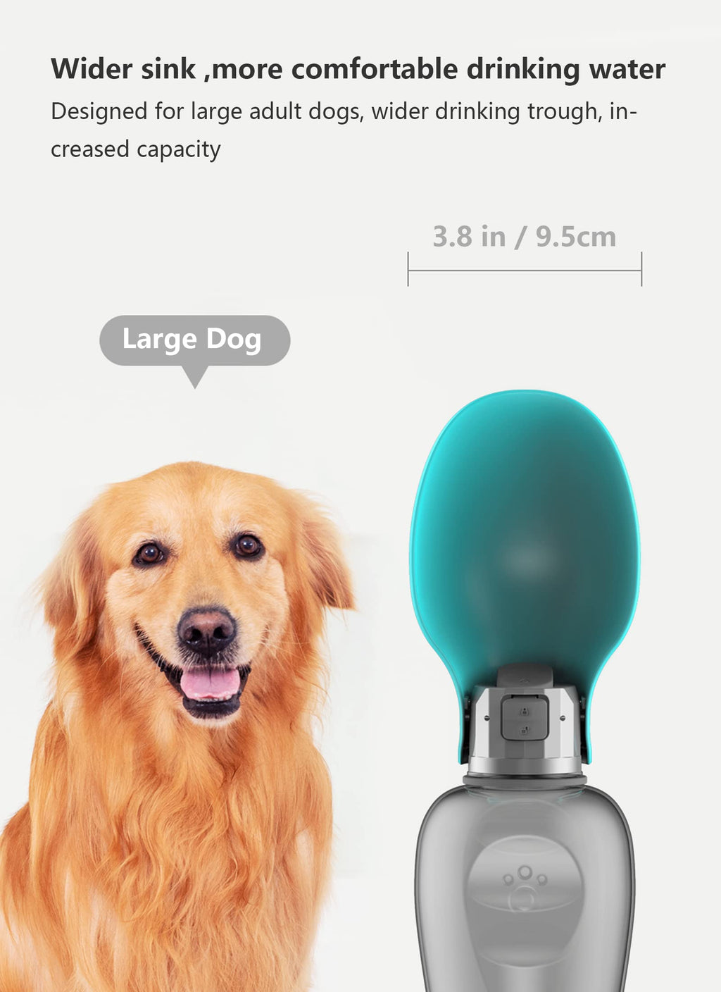 Kalimdor 27oz Leak-Proof Dog Water Bottle with Big Trough and Reusable Water - Blue