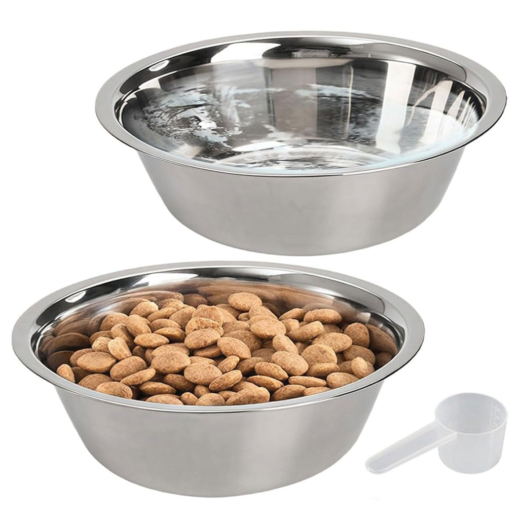 kathson 2 Pack Stainless Steel Dog Bowls, 6.3-Inch Metal Pet Food and Water Dishes for Small Dogs and Cats