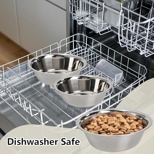 kathson 2 Pack Stainless Steel Dog Bowls, 6.3-Inch Metal Pet Food and Water Dishes for Small Dogs and Cats
