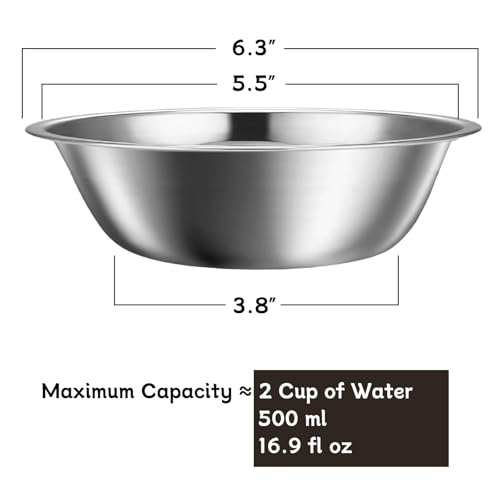 kathson 2 Pack Stainless Steel Dog Bowls, 6.3-Inch Metal Pet Food and Water Dishes for Small Dogs and Cats