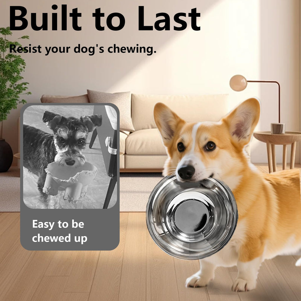 kathson 2 Pack Stainless Steel Dog Bowls, 6.3-Inch Metal Pet Food and Water Dishes for Small Dogs and Cats
