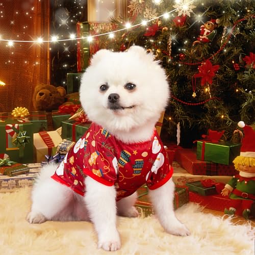 KATOLK 6-Pack Christmas Dog Shirts for Small Dogs & Cats - Soft Breathable Pet T-Shirts with Snowman Santa Reindeer Prints