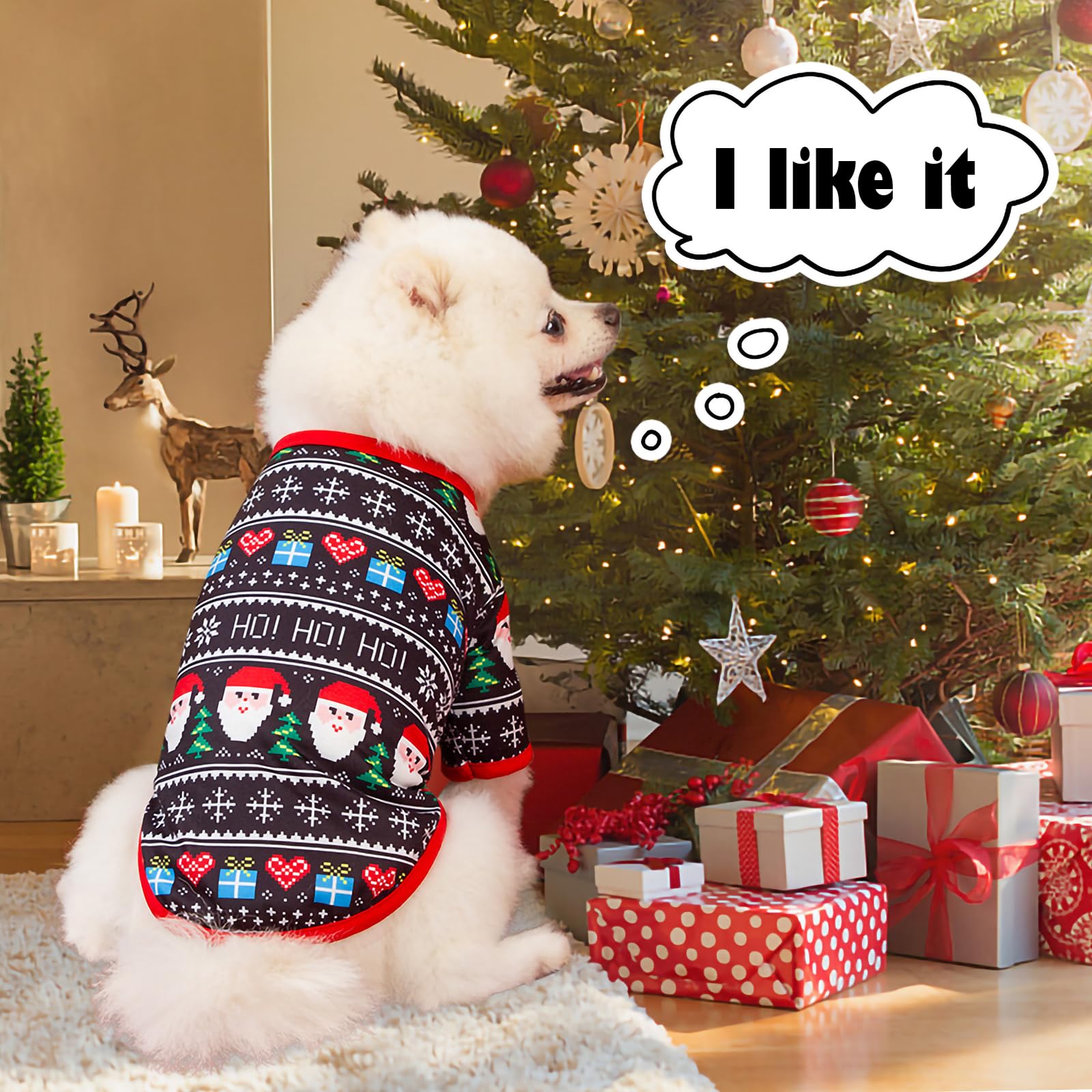KATOLK 6-Pack Christmas Dog Shirts for Small Dogs & Cats - Soft Breathable Pet T-Shirts with Snowman Santa Reindeer Prints