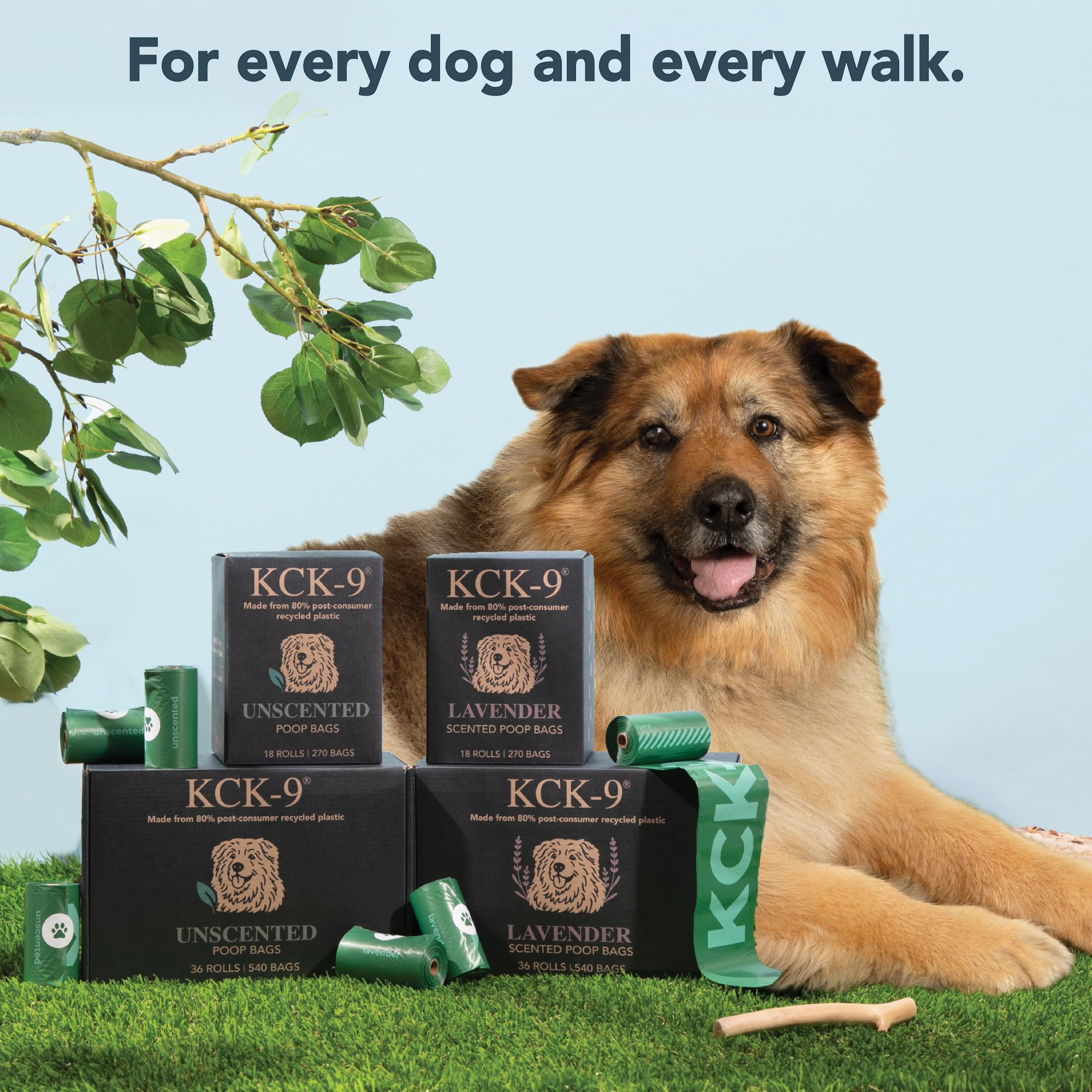 KCK-9 80% Recycled Plastic Dog Poop Bags – Extra Thick, Leak Proof, Unscented, 540 Count