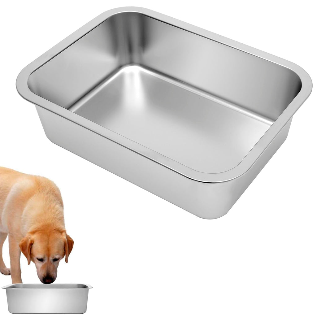Kichwit 1.8 Gallon Extra Large Stainless Steel Dog Bowl – Dishwasher Safe, 14 x 10.5 x 4 Inches