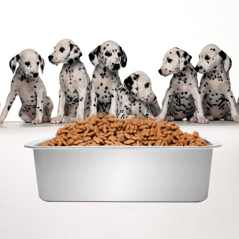 Kichwit 1.8 Gallon Extra Large Stainless Steel Dog Bowl – Dishwasher Safe, 14 x 10.5 x 4 Inches
