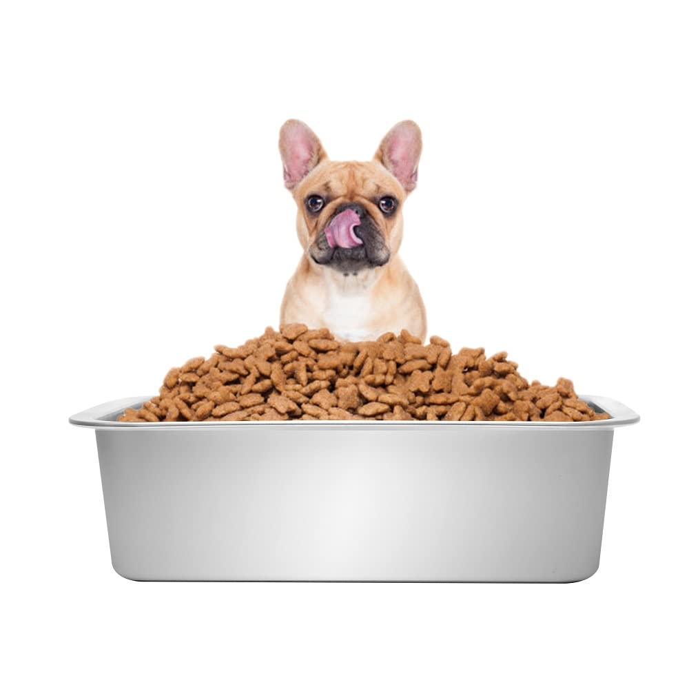 Kichwit 1.8 Gallon Extra Large Stainless Steel Dog Bowl – Dishwasher Safe, 14 x 10.5 x 4 Inches