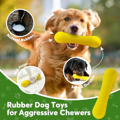 Kimee Natural Rubber Dog Chew Toy – Solid Bone Shape for Moderate Chewers, Milk-Scented, Non-Toxic, for Medium & Large Dogs (25–90 lbs)