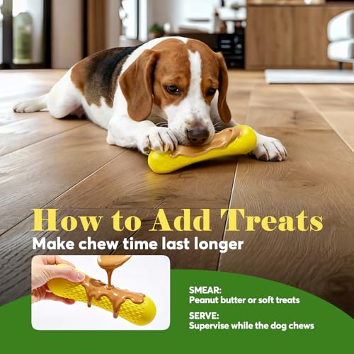 Kimee Natural Rubber Dog Chew Toy – Solid Bone Shape for Moderate Chewers, Milk-Scented, Non-Toxic, for Medium & Large Dogs (25–90 lbs)