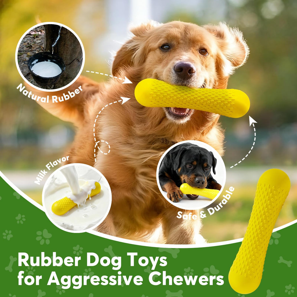 Kimee Natural Rubber Dog Chew Toy – Solid Bone Shape for Moderate Chewers, Milk-Scented, Non-Toxic, for Medium & Large Dogs (25–90 lbs)