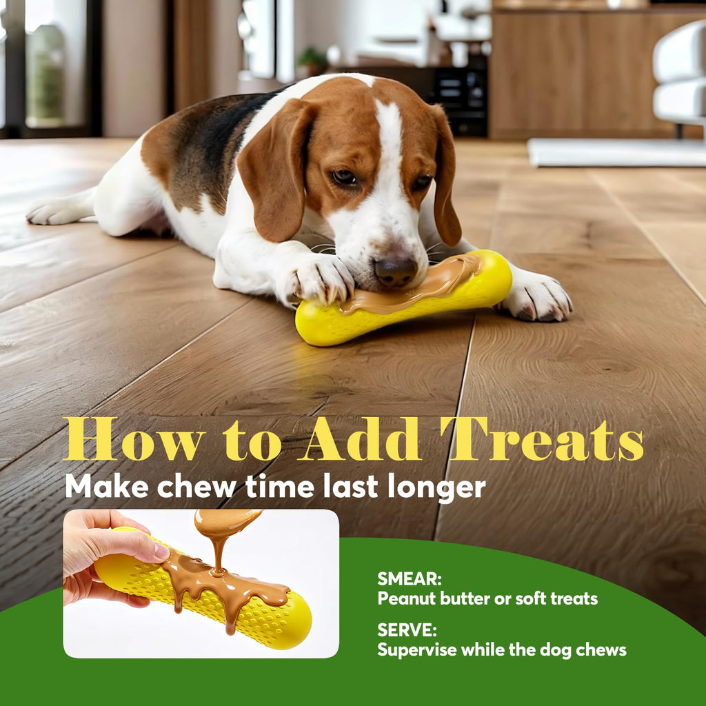Kimee Natural Rubber Dog Chew Toy – Solid Bone Shape for Moderate Chewers, Milk-Scented, Non-Toxic, for Medium & Large Dogs (25–90 lbs)