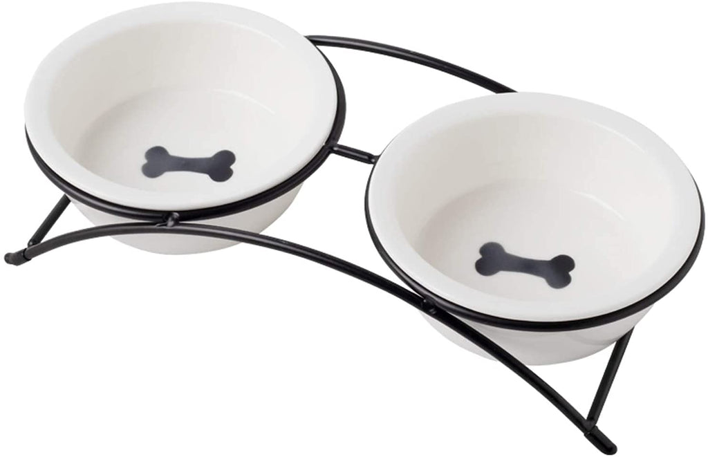 KITCHENLESTAR Ceramic Elevated Pet Bowls – 12 oz Raised Cat Food Dish with Non-Slip Stand, Dishwasher Safe
