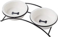 KITCHENLESTAR Ceramic Elevated Pet Bowls – 12 oz Raised Cat Food Dish with Non-Slip Stand, Dishwasher Safe