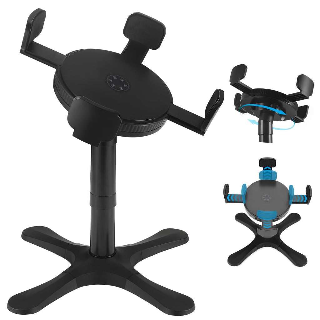 KMXASP Adjustable Elevated Dog Bowl Stand with 15° Tilt, 3 Heights, Width Adjustable, Anti-Slip Base for Medium & Large Dogs (Black, 1 Pack)