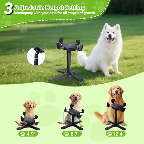 KMXASP Adjustable Elevated Dog Bowl Stand with 15° Tilt, 3 Heights, Width Adjustable, Anti-Slip Base for Medium & Large Dogs (Black, 1 Pack)