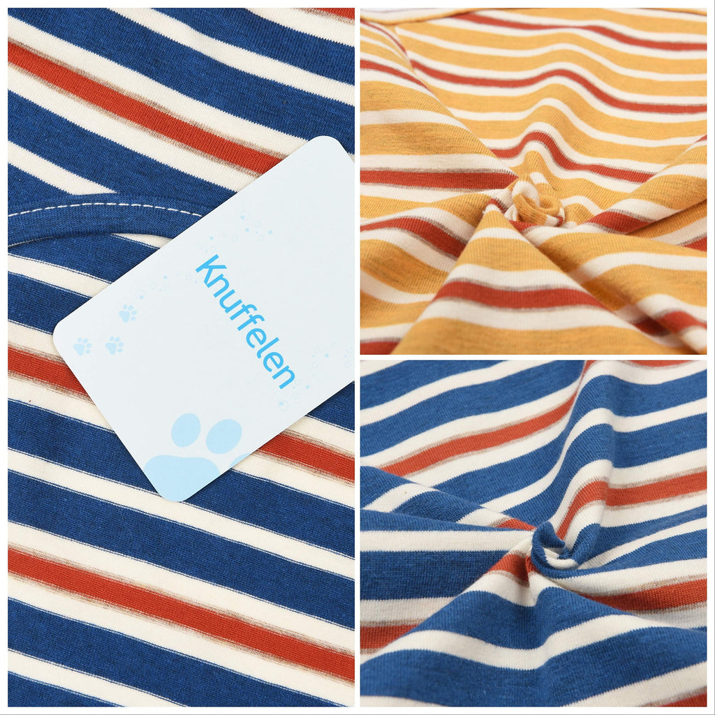 Knuffelen 2-Pack Striped Cotton Dog Shirts for Small Dogs – Blue Yellow Stripes, Size XL