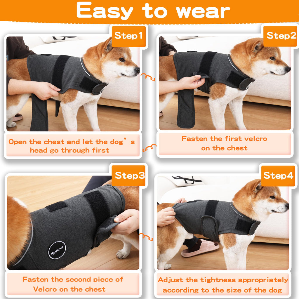 Kodervo Dog Anxiety Jacket - Small Calming Vest for Thunder, Fireworks & Separation - Breathable & Adjustable