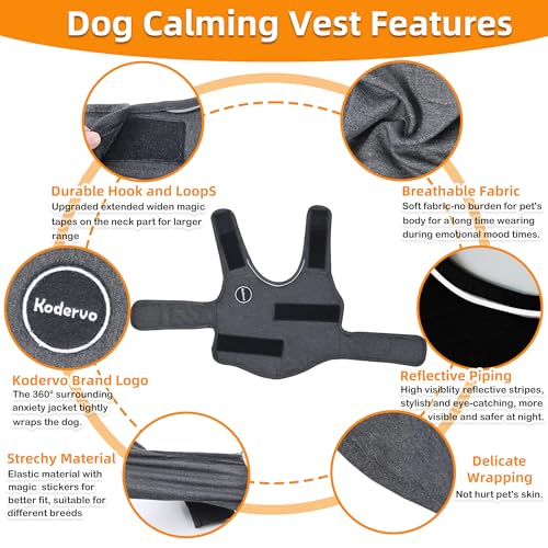Kodervo Dog Anxiety Jacket - Small Calming Vest for Thunder, Fireworks & Separation - Breathable & Adjustable