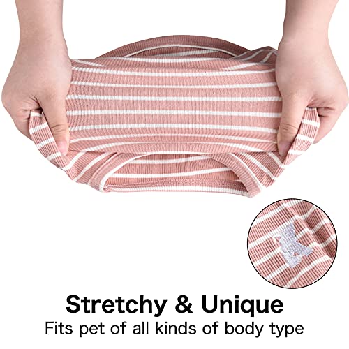 Koneseve Dog Shirt Vest 2 Pack - Lightweight Stretchy T-Shirts with Embroidery for Small Medium Dogs (M, Pink+Green)