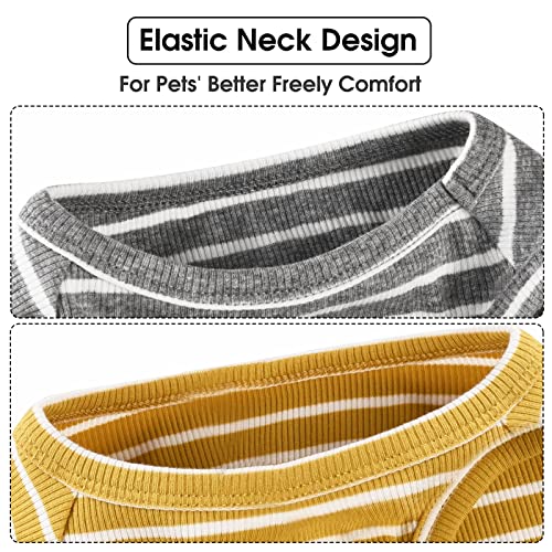 Koneseve Dog Shirt Vest 2-Pack – Lightweight Stretchy Sleeveless T-Shirt for Small Dogs (Yellow + Light Grey, Size S)