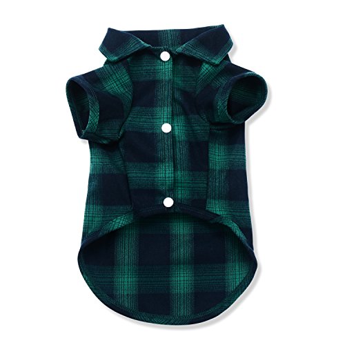 Koneseve Plaid Dog Shirt for Small Dogs - XS Size, Cotton, Snaps Closure