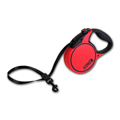 KONG Terrain Retractable Dog Leash, Small, Red, 16 ft - Soft Grip Handle, Reflective Stitching