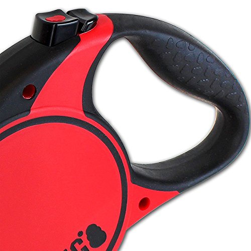 KONG Terrain Retractable Dog Leash, Small, Red, 16 ft - Soft Grip Handle, Reflective Stitching