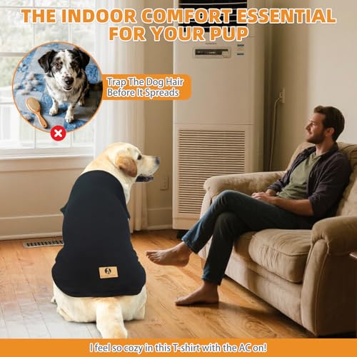 KOOLTAIL 2-Pack Cotton Dog T-Shirts for Large Dogs, UV & Insect Protection, Sleeveless Tank Tops, Black & Grey, XL