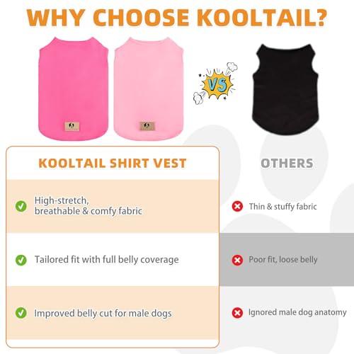 KOOLTAIL 2-Pack Cotton Dog T-Shirts for Large Dogs – UV Sun Protection, Pink & Rose, XXXL