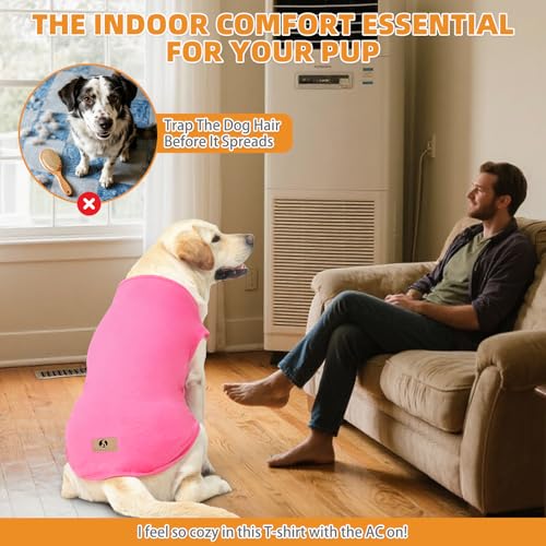 KOOLTAIL 2-Pack Cotton Dog T-Shirts for Large Dogs – UV Sun Protection, Pink & Rose, XXXL