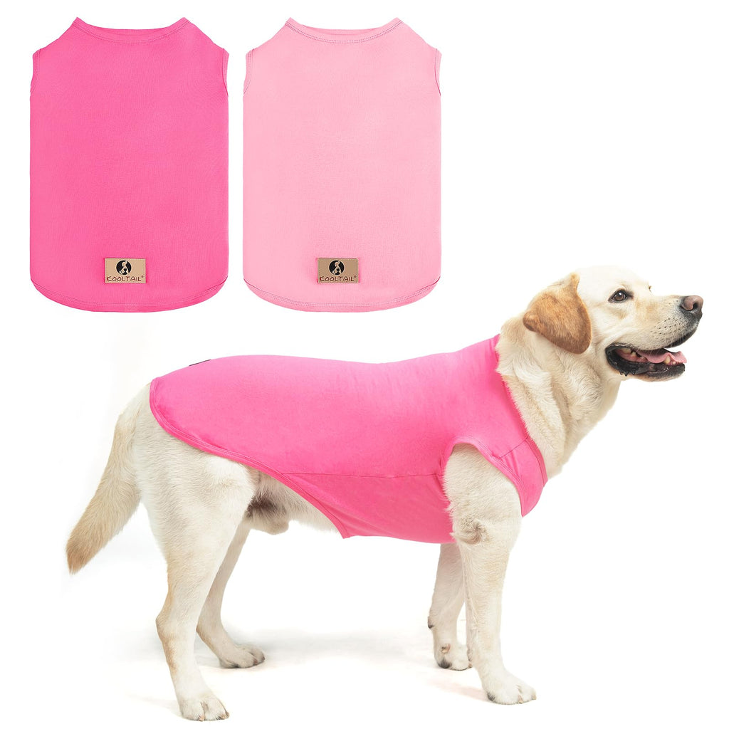 KOOLTAIL 2-Pack Cotton Dog T-Shirts for Large Dogs – UV Sun Protection, Pink & Rose, XXXL