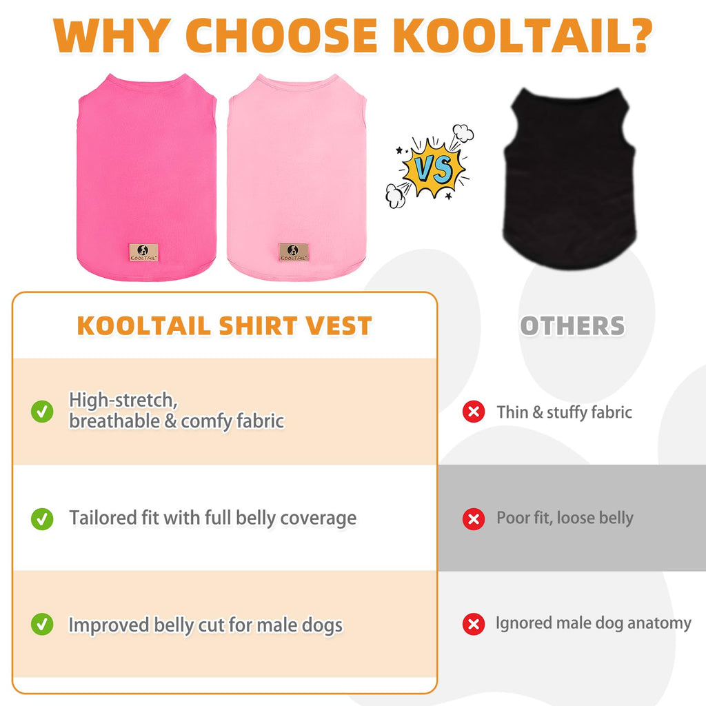 KOOLTAIL 2-Pack Cotton Dog T-Shirts for Large Dogs – UV Sun Protection, Pink & Rose, XXXL