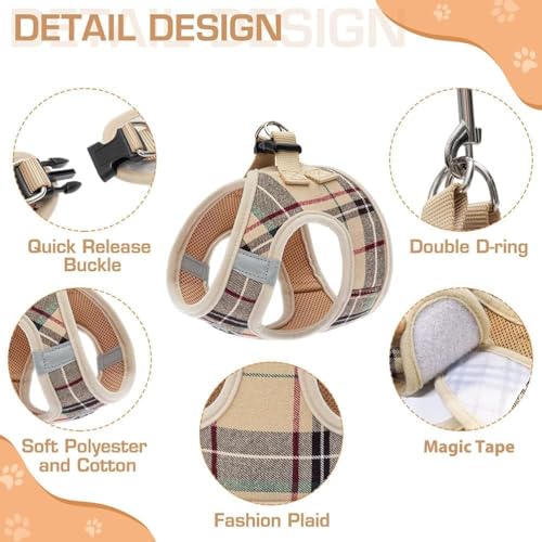 KOOLTAIL Dog Harness and Leash Set for Medium Large Dogs – Step-in No-Pull Soft Mesh Vest with Reflective Strips
