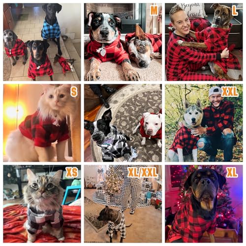 KOOLTAIL Plaid Dog Hoodie with Hat and Pocket - Red Large for Broad-Chested Dogs