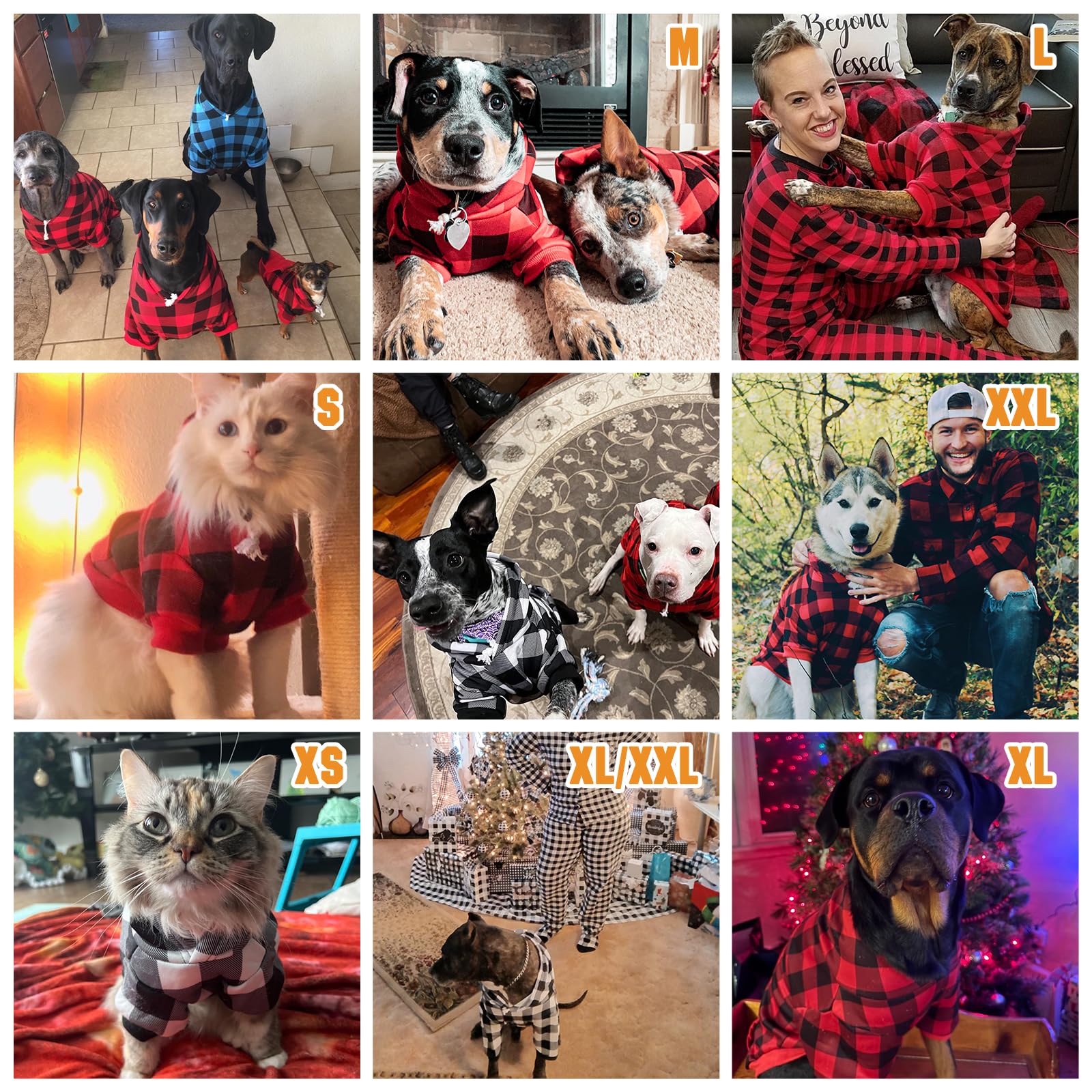 KOOLTAIL Plaid Dog Hoodie with Hat and Pocket - Red Large for Broad-Chested Dogs