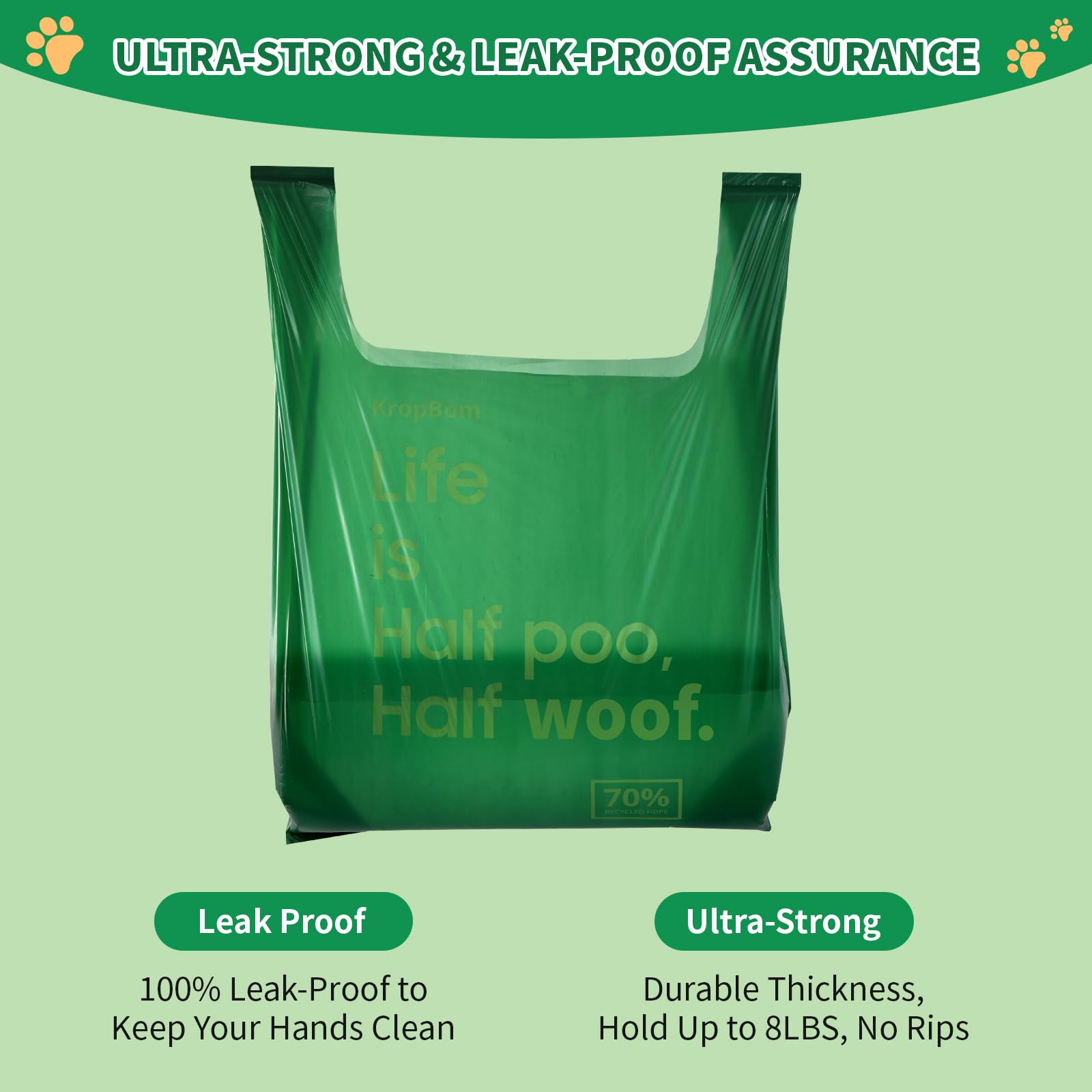 KropBom 125 Pack Extra Large Dog Poop Bags, 17.7" x 11.8", Heavy Duty Leakproof Unscented, Compatible with Arm & Hammer Swivel Bin