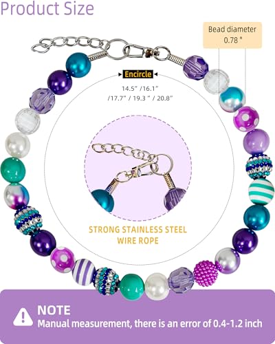 KUDES Bubblegum Dog Collar Necklace – Mermaid-Inspired Chunky Beads for Medium & Large Dogs