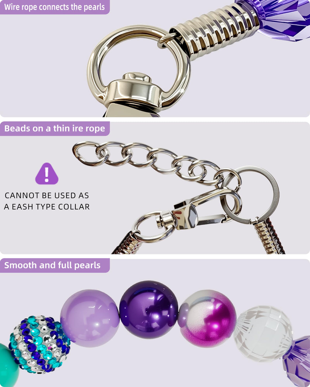 KUDES Bubblegum Dog Collar Necklace – Mermaid-Inspired Chunky Beads for Medium & Large Dogs