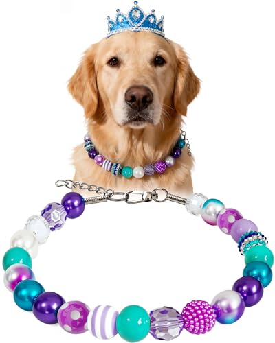 KUDES Bubblegum Dog Collar Necklace – Mermaid-Inspired Chunky Beads for Medium & Large Dogs
