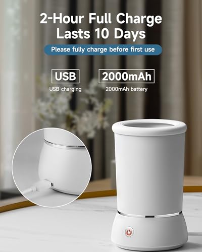 KUEIOX Automatic Dog Paw Cleaner - Electric Foot Washer Cup with 2 Speeds, USB Rechargeable, White, for Small/Medium Dogs and Cats