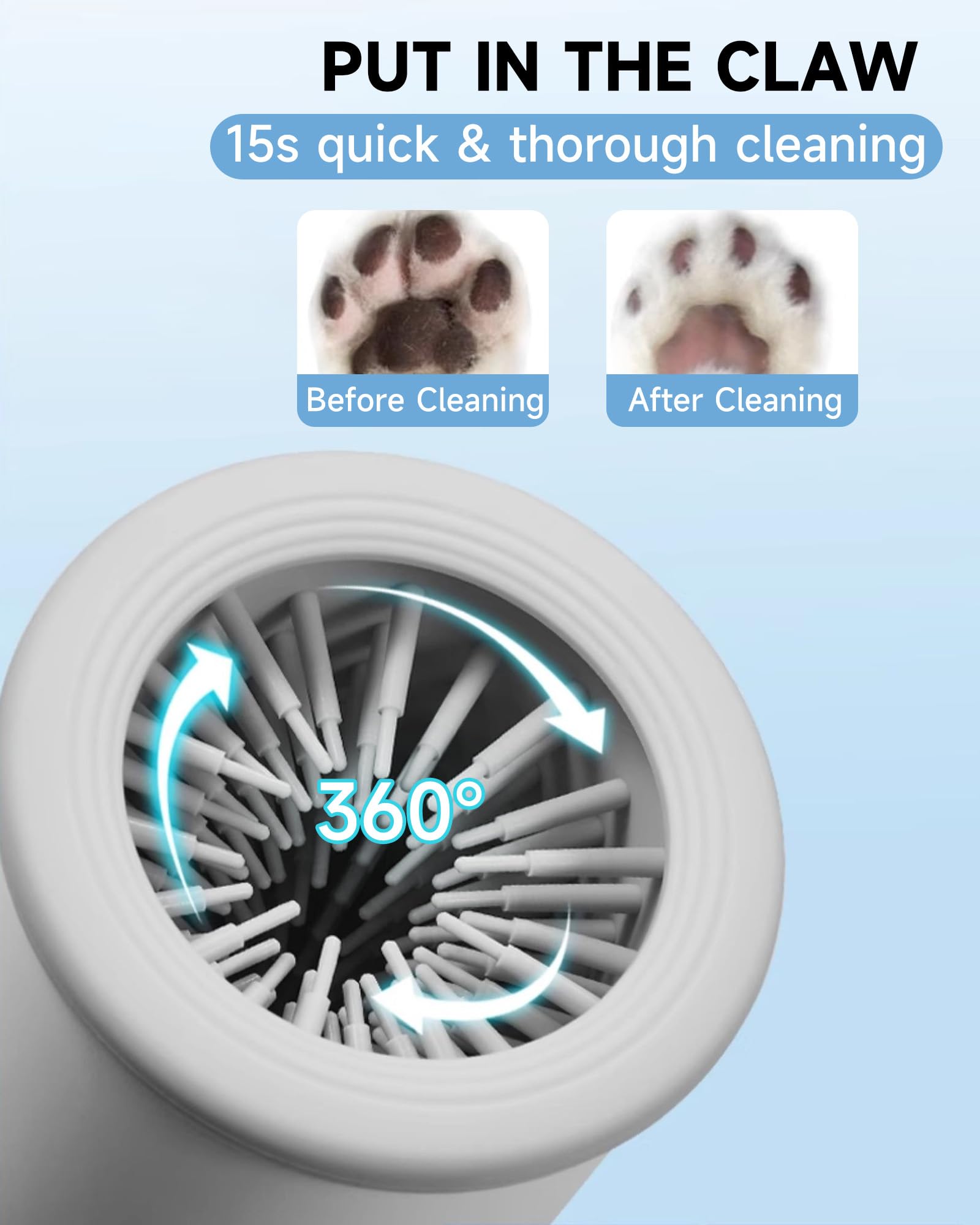 KUEIOX Automatic Dog Paw Cleaner - Electric Foot Washer Cup with 2 Speeds, USB Rechargeable, White, for Small/Medium Dogs and Cats