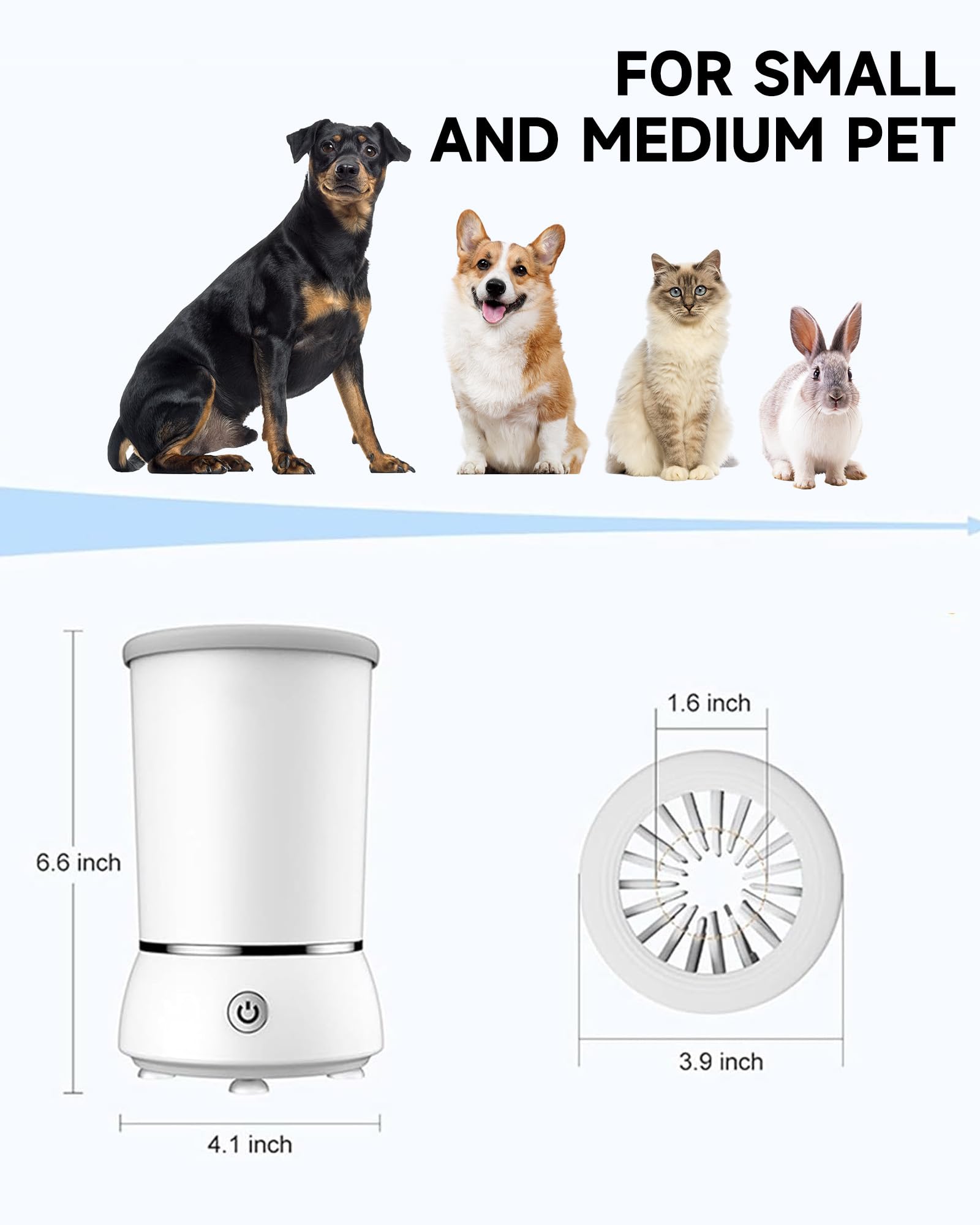 KUEIOX Automatic Dog Paw Cleaner - Electric Foot Washer Cup with 2 Speeds, USB Rechargeable, White, for Small/Medium Dogs and Cats