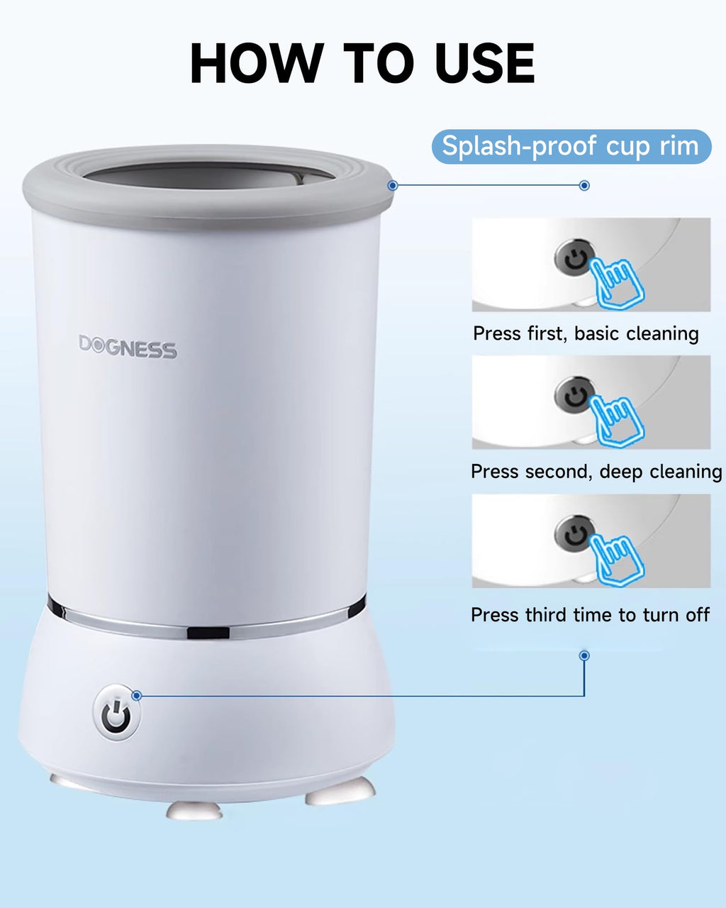 KUEIOX Automatic Dog Paw Cleaner - Electric Foot Washer Cup with 2 Speeds, USB Rechargeable, White, for Small/Medium Dogs and Cats