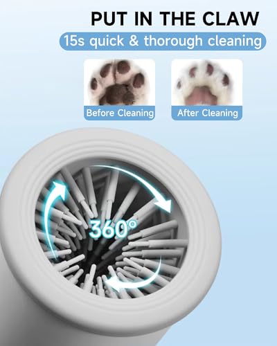 KUEIOX Automatic Dog Paw Cleaner - Electric Foot Washer Cup with 2 Speeds, USB Rechargeable, White, for Small/Medium Dogs and Cats