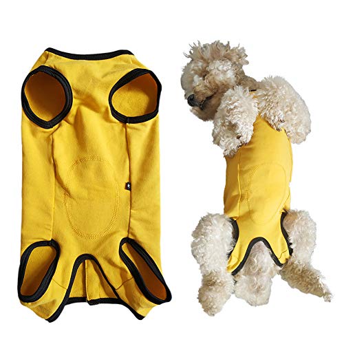 Kukaster Pet Dog Recovery Suit - Post-Surgery Shirt for Small Dogs, Yellow, Medium
