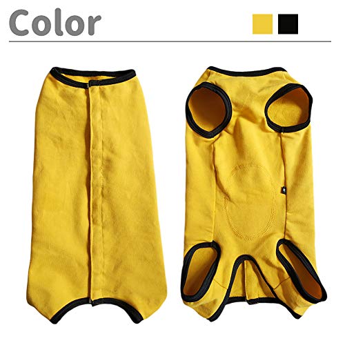 Kukaster Pet Dog Recovery Suit - Post-Surgery Shirt for Small Dogs, Yellow, Medium