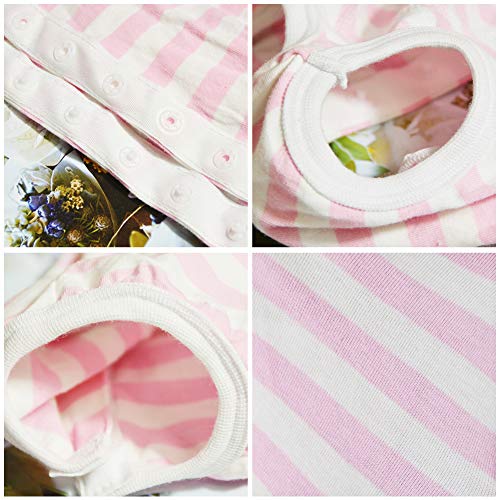 Kukaster Pet Dog Recovery Suit X-Small Pink White Stripe – Post Surgery Wound Protective Shirt for Small Dogs