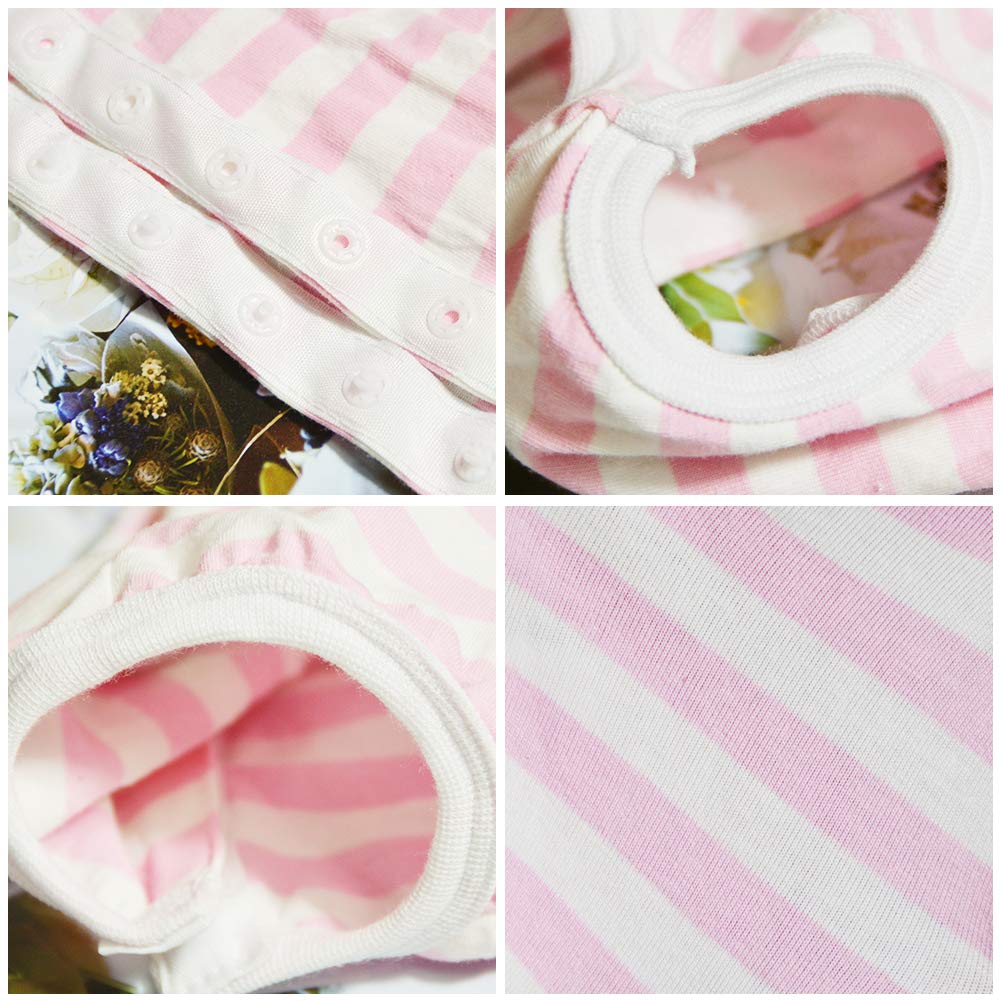 Kukaster Pet Recovery Suit for Dogs – Pink White Stripe XXS – Post-Surgery Wound Protection Shirt
